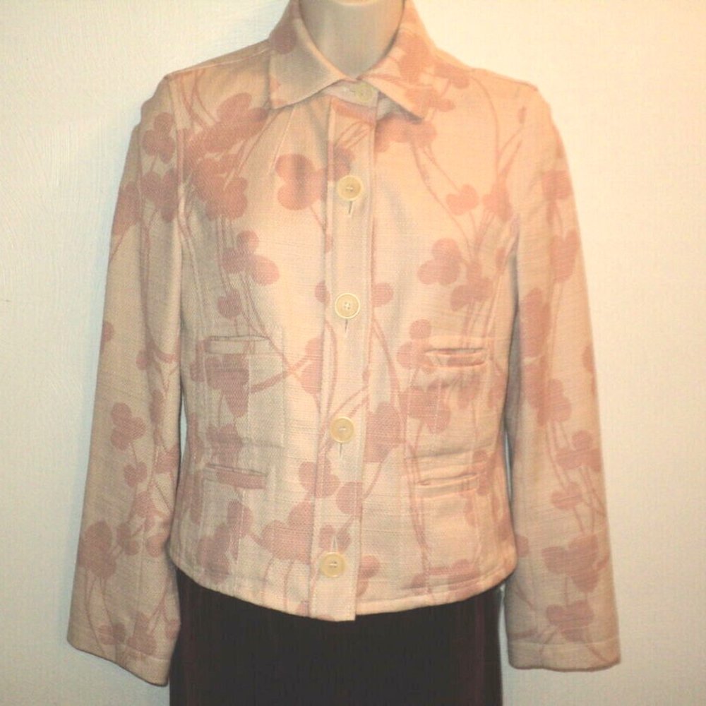 Rene Lezard Germany Blazer Women's Size 34 (XS) Peach Floral Buttoned